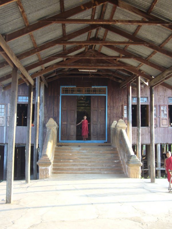 The village monastery and school. The kids learn english from ancient british textbooks and greet tourists with 
